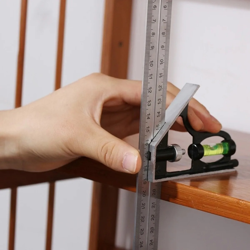 Esquadro Combinado Marcenaria Madeira C/ Régua Carpinteiro