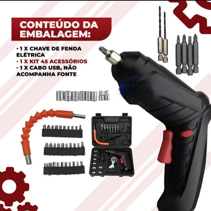 kit Parafusadeira/furadeira 48 Pçs À Bateria Carregador Usb (Dupla posição) Oferta especial