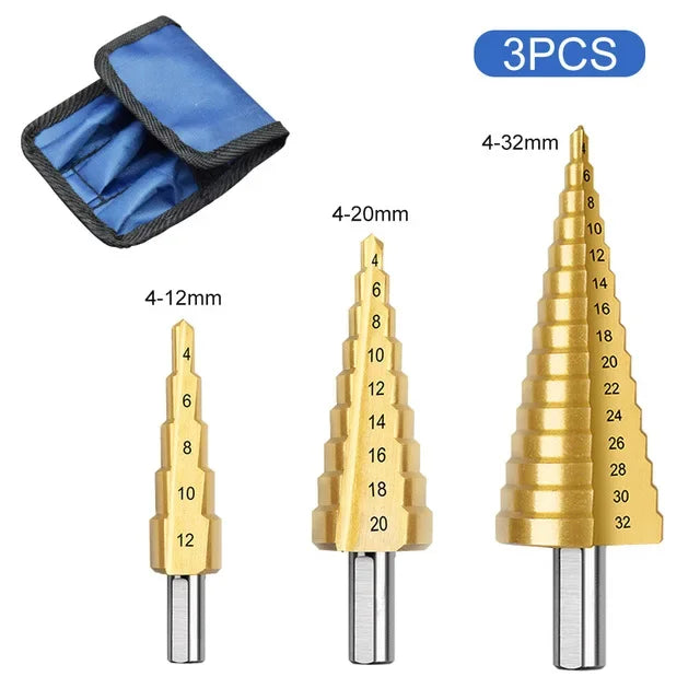 Kit 3 Brocas de aço Titânio 3mm ate 32mm