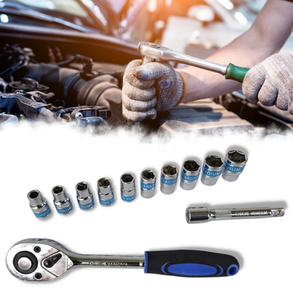 Jogo Soquetes 12 Peças 10 A 22mm Kit De Ferramentas Completo