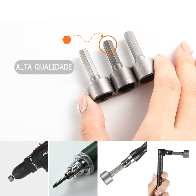 Kit de Jogo de Bits Soquete Canhão para Parafusadeira 5 A 13mm