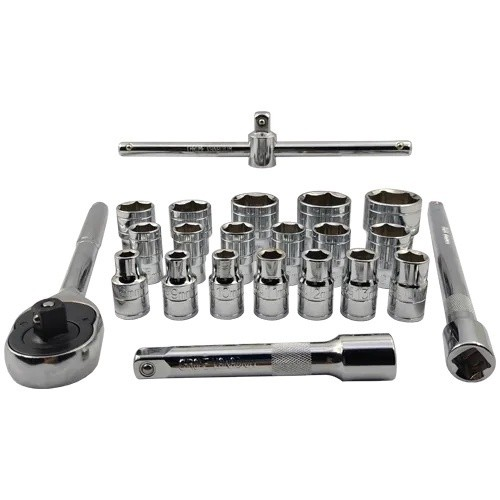 Kit Jogo Soquetes Estriados 22 Pçs Chave Catraca Reversível