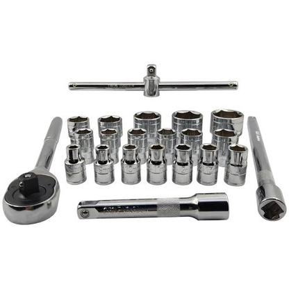 Kit Jogo Soquetes Estriados 22 Pçs Chave Catraca Reversível