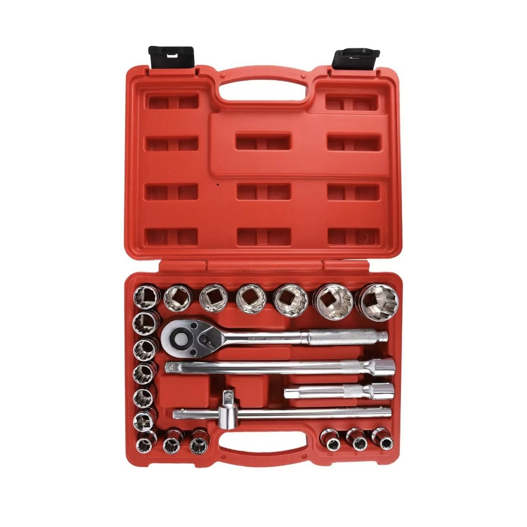 Kit Jogo Soquetes Estriados 22 Pçs Chave Catraca Reversível